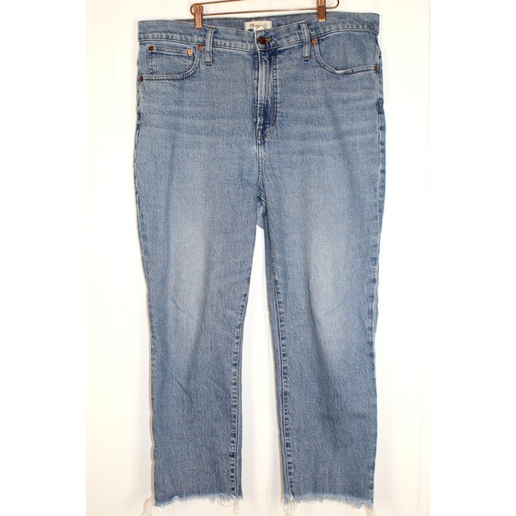 Madewell Perfect Vintage Crop Raw Hem High Rise Medium Wash Jeans Size 33 - Picture 3 of 10